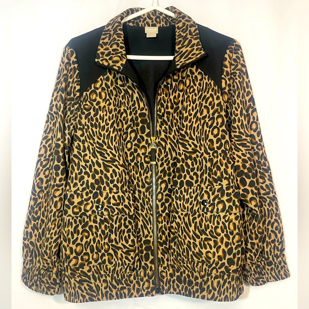 Chico’s Cheetah Print Zip Up Jacket size 2